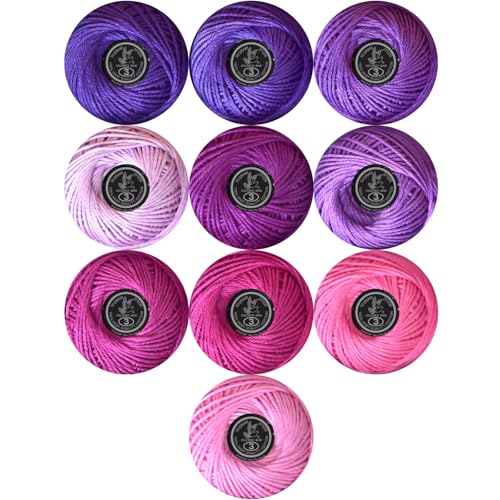 Soft 10 Pearl Cotton Crochet Thread in Balls,Size 3 Rainbow Classic Colors Crochet Thread for Crochet Hardanger Cross Stitch Needlepoint Hand Embroidery(Purple) - color: Purple