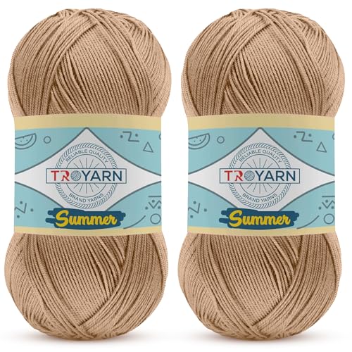 Yarn for Crocheting & Knitting - 2 Skeins (2x383 Yds) (105369 - Cookie) - 100% Microfiber Acrylic for Craft Projects - color: 105369 - Cookie, size: 2 Skein