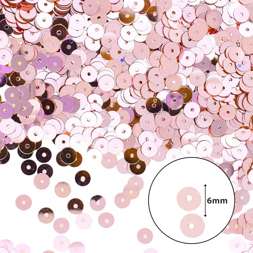 Mandala Crafts 6mm Flat Round Rose Gold Sequins for Sewing Embroidery - color: Rose Gold, size: 6mm Flat Sequins