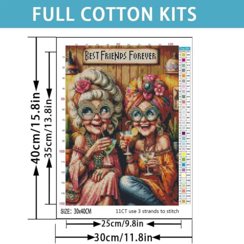 Old Ladies Stamped Cross Stitch Kits for Beginner Adults,11CT 12x16In - color: Grandma-2605