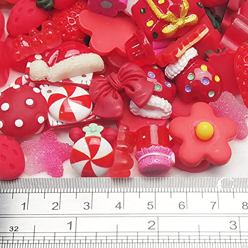 Chenkou Craft 50pcs Lots Mix Assort Christmas Red DIY Flatbacks Resin Flat Back Buttons Scrapbooking (Red) - color: Red