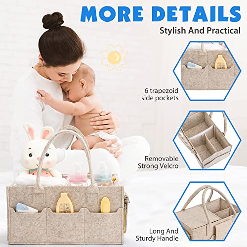 Maliton Felt Diaper Caddy Organizer with Lid - Large, Khaki - color: Khaki with Lid, size: Large