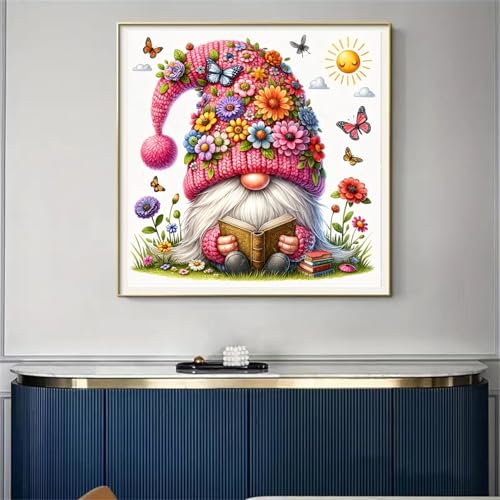 Gnome Stamped Cross Stitch Kits for Adults Beginner, Flowers Counted Cross Stitch Kits Printed Stitching Cute Patterns Dimensions Needlepoint Art Crafts Embroidery Kits for Adults - color: Cross Stitch-1215-1