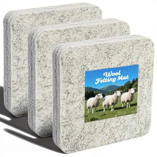Nicunom 3 Pack Needle Felting Mat, Natural Wool Needle Felting Pad, 6x6x1 inch Felting Block for DIY Craft Felting Wool Projects, Thick and Firm