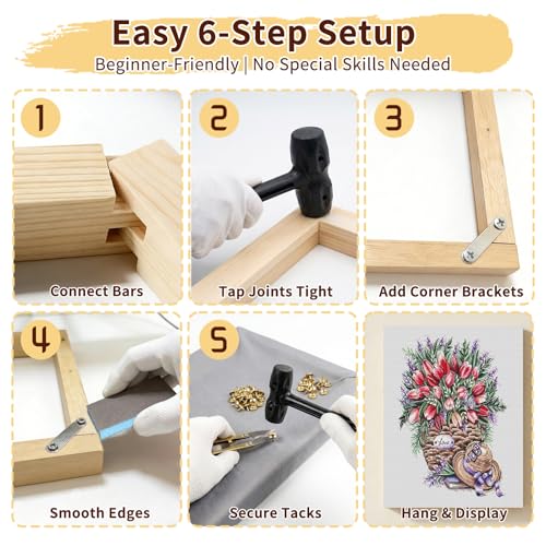 24-Pc Needlepoint Stretcher Bars Kit for Needlework & Embroidery - color: Wood-14,16,18,20,22,24 Inch 24pcs