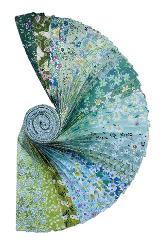 100% Cotton Jelly Roll Fabric Strips for Quilting and Sewing- Green Mood - color: Green Mood