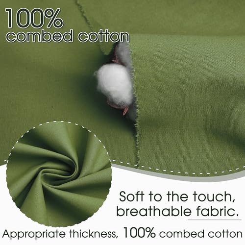 Army Green Cotton Fabric, Natural 100% Cotton Poplin Fabric by The Yard 59 Inches Wide Lining Fabric for Sewing Apparel Cloth Soft Embroidery Quilting, 1 Yard - color: Army Green, size: 1 Yard