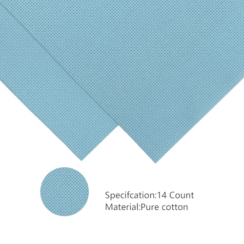 14CT Aida Cloth - 30x35 Inch Cross Stitch Fabric for Embroidery, Pre-Cut Needlework Material, Acid-Free, Durable Weave(Light Blue) - color: Light Blue