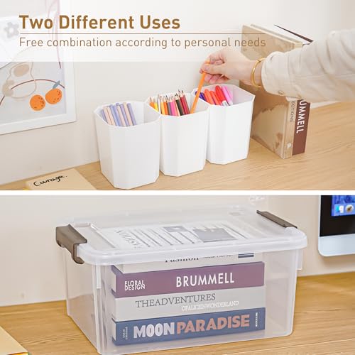 Citylife 17QT 4-Pack Clear Storage Bins with Lid 6 inserts Stackable - size: 4 Pack-17 QT