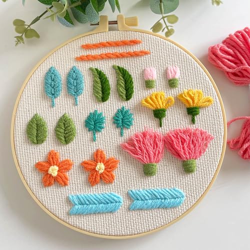 Myfelicity Punch Needle Kit for Beginners Adults – Complete Embroidery Set with Needles, Threads, Fabric & Patterns for DIY Craft Projects