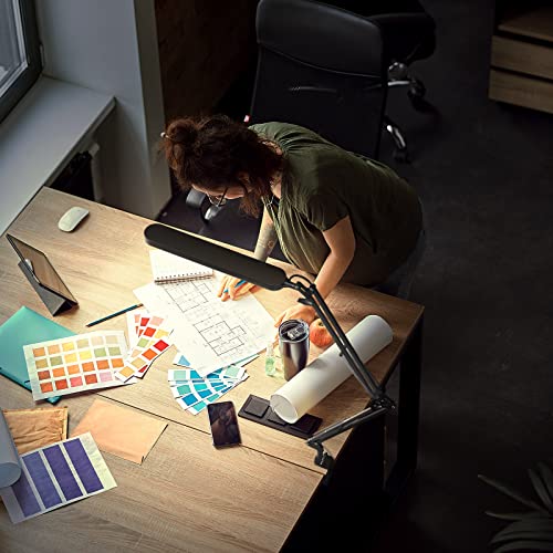 SKYLEO Led Desk Lamp - 31.5" Desk Light - 5 Color Modes X 11 Brightness Levels - Adjustable Swing Arm - Timmer & Memory Function - 12W Study Lamp - White - style: White swing arm