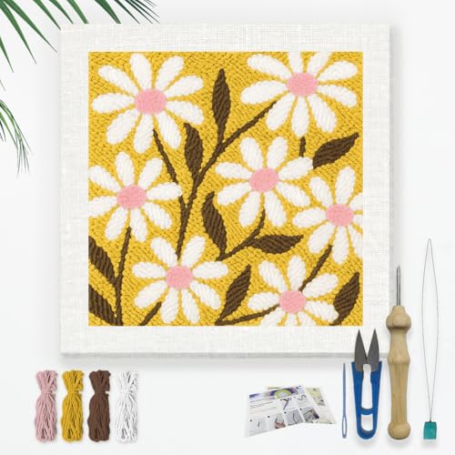 Doodlream Daisy Flowers DIY Punch Needle Embroidery Kit for Adult Beginner - color: Daisy Flowers