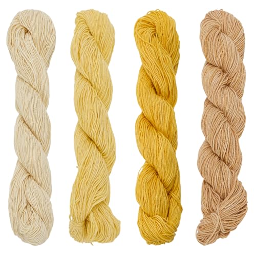 FREEBLOSS 4 Pcs Sashiko Thread 100M x 4 Colors Cotton Embroidery Floss 3 Stranded Yellow Embroidery Threads Japanese Quilting & Sewing Thread for Sashiko Kit Supplies - color: Yellow