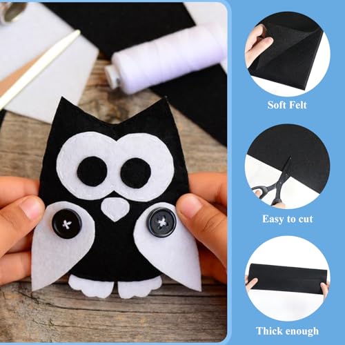 12" X 12" Squares Felt Fabric Sheets for Crafts, 10 Pieces 1mm Thick Non-Woven Craft Felt Paper Fabric Pads for Sewing Patchwork DIY Crafts Projects Making, Black