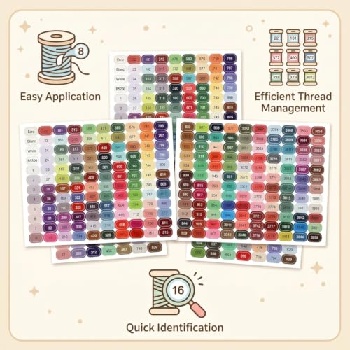 500PCS Thread Number Stickers, Embroidery Thread Organizer, Floss Drops for Craft Supplies, Embroidery Floss Organizer with Floss Labels, Embroidery Stickers for Needlework Projects
