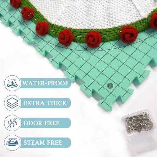 Yarniss Blocking Mat for Knitting & Crochet, Grid Mat w/T-Pin 12.6" x 12.6" - color: Blue