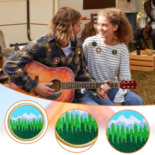 AUGSUN 36Pcs Outdoor Camping Iron on Patches,Adventure Embroidered Applique - style: Art Deco