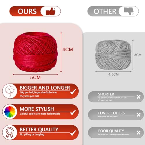 Soft 1500Y 15 Pearl Balls Cardinal Size 8 Rainbow Colors for Crochet Hardanger Cross Stitch Needlepoint Hand Embroidery - color: Rainbows Series