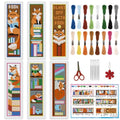 INFUNLY 6 Set Fox Reading Cross Stitch Bookmark Kit DIY Cross Stitch Kit 8"x2.4" Pre-Printed Books Stamped Embroidery Bookmark with Instructions for Beginners Book Lovers Gifts - style: Fox Reading