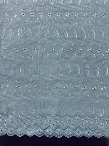 Sedona Designz 41" Wide Poly Cotton Broadcloth All Over Embroidery Eyelet Fabric by The Yard – 65% Polyester, 35% Cotton, Soft Touch - color: Baby Blue, size: 1 Yard