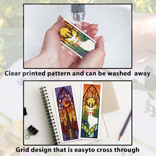 ACRNIGHEET 6PCS Cross Stitch Kits Stamped Cross Stitch Bookmark Kit for Beginner Adults Window View DIY Embroidery Bookmark Kit Needlepoint Kits with Instructions Book Lovers Craft Gift 8.5''x3'' 11CT - style: Window view patterns