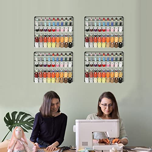 YBING Thread Holder Wall 54 Spools Sewing Thread Rack 4 Pack, Black - color: black