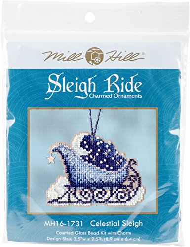 Celestial Sleigh Beaded Cross Stitch Kit Mill Hill Charmed Ornaments 2017 Sleigh Ride MH161731