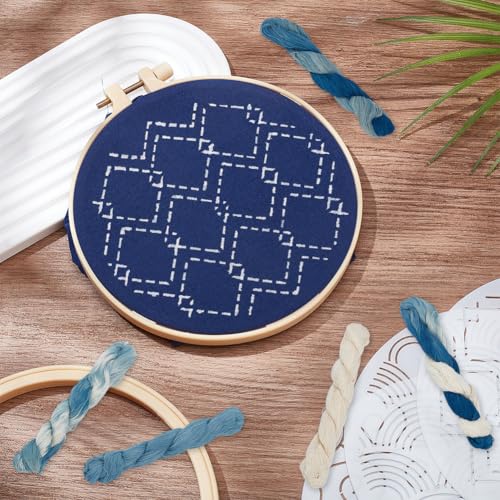 FREEBLOSS 5 Pcs Sashiko Thread Sashiko Kit Sashiko Skein 110 Yards*5 Colors Natural Plant Dyed Sashiko Cotton Embroidery Thread Japanese Quilting & Embroidery Sashiko Kit Supplies - color: Blue Dye