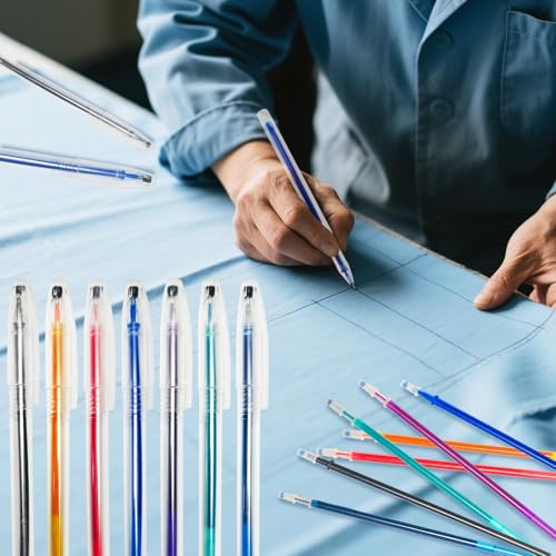 Jauisus 7 Pcs Heat Erasable Pens for Fabrics with 35 Refills, Fabric Marking Pens for Quilting Supplies DIY Embroidery Dressmaking Fabrics Tailors Chalk Pen(7 Colors, 35)
