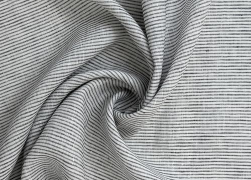 100% Linen Fabric – Lightweight Prewashed – Horizontal Stripe Patterns – Precut Style – Soft & Breathable – 52” Width – by The Linen Lab (Light Khaki 4768, 1 Yard pre Cut) - color: Light Khaki 4768, size: 1 yard pre cut