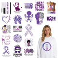 Dtf Transfers Ready to Press - 20Pcs Domestic Violence and Breast Cancer Awareness Iron on Transfers Decals Patches, in October We Wear Purple Pink Ribbon Heat Stickers for DIY Tshirts Bags - color: Domestic Violence960