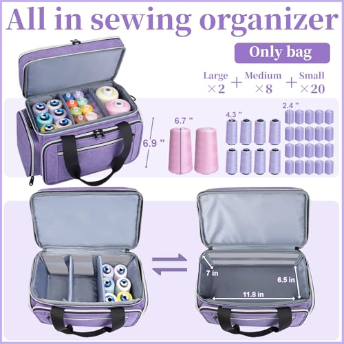 Anitor Sewing Supplies Organizer, Double Layer Sewing Storage Organizer - color: Purple, size: Medium