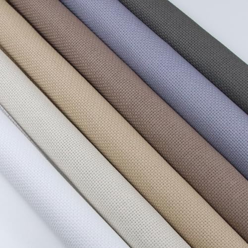 KCS 6 pc of 15" x 18" (38cmx45cm) Counted Cotton Aida Cloth Cross Stitch Fabric Rolled Box (16CT-F) - color: 16ct-f