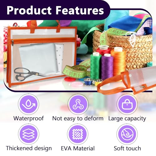 Portable Project Bags for Quilting Knitting, Stitching and Embroidery Projects Storage, Sew Project Bag with Zipper and Double Pockets, Transparent Mesh Sewing Project Bag for Crafter - size: 1 Pack