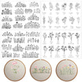 Flower Water Soluble Embroidery Patterns, 4 Sheets 50 Pcs Stick and Stitch Embroidery Papers Wash Away, Pre-Printed Floral Birthday Pattern Transfers for Hand Sewing Lovers Beginners Customized Gifts - size: Floral Birthday
