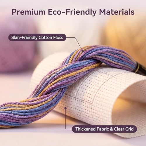 4PC Starry Night Counted Cross Stitch Bookmark Kit for Adults Beginners - color: SQJ002-01