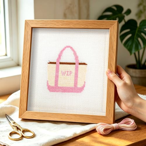 Kaitiaki 13 Mesh Needlepoint Canvas 8 x 8 Inch, 8 Pack 100% Cotton 13CT Blank White Sheets with 5 Needles, Boxed No-Fold Refill Pack for DIY Needlepoint Embroidery Crafts - color: White 13mesh-8x8 in