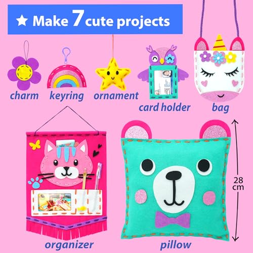 KRAFUN My First Sewing Kit for Kids Ages 6-12 | 7 Animal Dolls