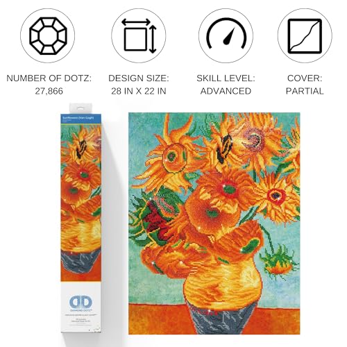 DIAMOND DOTZ Sunflowers Van Gogh Diamond Painting Kit for Adults with Gems - size: 1