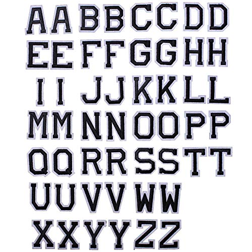 J.CARP 52Pcs Black Alphabet A to Z Patches, Iron on Sew on Letters for Clothing, Hats, Shoes, Backpacks, Handbags, Jeans, Jackets etc. - color: 52pcs, Black