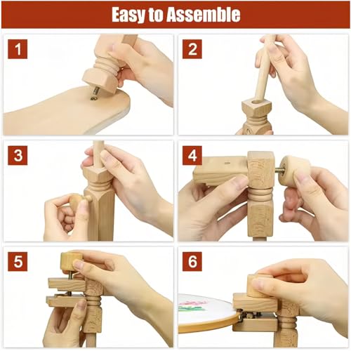 Naturezhen Embroidery Hoop Stand, 360°Adjustable Wooden Cross Stitch Holder
