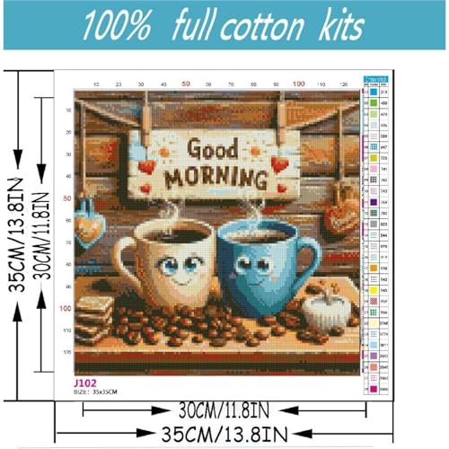 niurenmaoyi Coffee Cups Stamped Cross Stitch Kits for Beginner,14X14In - color: Cross Stitch Kits for Adults - 0525-1