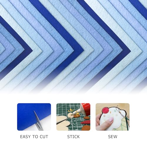 30Pcs Stiff Felt Sheets, 1mm Thick Felt Fabric Squares for Sewing & DIY - color: Blue Series