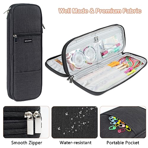MYBAGZING Knitting Needle Case 14" Organizer for Straight &Circular Needles - color: Black, size: Fits up to 14 inches