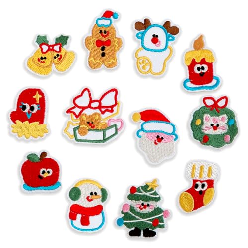 24PCS Christmas Embroidered Patches, Self Adhesive Holiday Appliques - color: Christmas Themed
