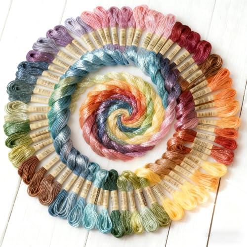 36 ColorsEmbroidery Thread Floss, 100% Long-Staple Cotton Cross Stitch Thread Colorfast Sewing Thread for Hand Embroidery - color: Mutiple-color, size: 36 Color
