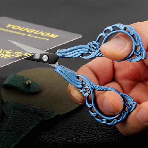 YOUGUOM Sharp Crochet Scissors, Small Sewing Embroidery Shears - color: Blue