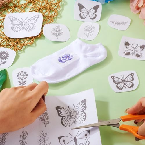 Craftdady Flower Butterfly Water Soluble Stabilizer 70Pcs Embroidery Fabric Stick and Stitch Hand Embroidery Paper Wash Away Sewing Patterns for Beginners Spring Embroidery Kit - color: Flower & Butterfly #2