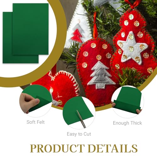 12 Pcs Felt Sheets, 7x11 Inch Stiff Felt for Crafts DIY, Green - color: Green