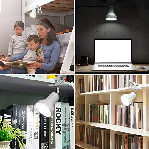 RONG&LAN Clip lamp,360° Rotation Clip on Lamp Portable Book Reading Light,Clamp on Desk/Table/Bunk Bed/Cupboard Home Lighting, (Desk lamp,Seven Colors for Your Choice) (White,R-88) - color: White,2